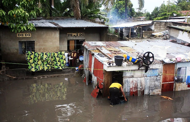 La plupart des habitations à Kinshasa se retrouvent inondées pendant les périodes pluvieuses. (Photo Okapi) 