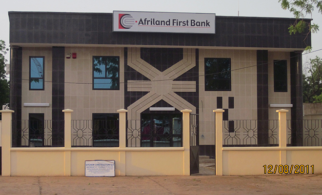 Le siège d’Afriland First Bank à Kinshasa. 