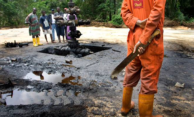 Un site d’exploitation Shell dans le golfe de Guinée.
